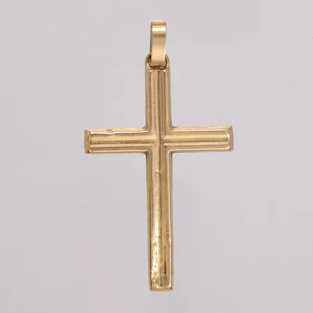 Anheng kors, 55x30mm, noe bulkete og slitt, 14K Vekt: 3,3 g Kontakt Lånekontoret for frakt