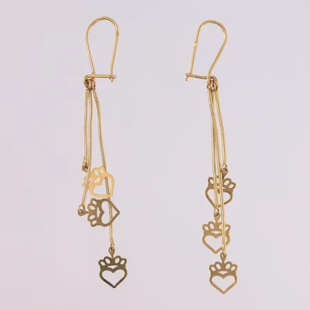 Ett par dobber, 72x8 mm, 18K. Vekt: 3,5 g Kontakt Lånekontoret for frakt