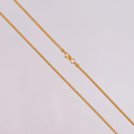 Kjede, lengde 44,5cm, bredde 1,7mm, 22K Vekt: 5,8 g Kontakt Lånekontoret for frakt