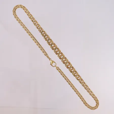 Kjede Bismarck (gradert), lengde 45 cm, bredde 5,1- 10,2 mm, 14K. Vekt: 38 g Kontakt Lånekontoret for frakt