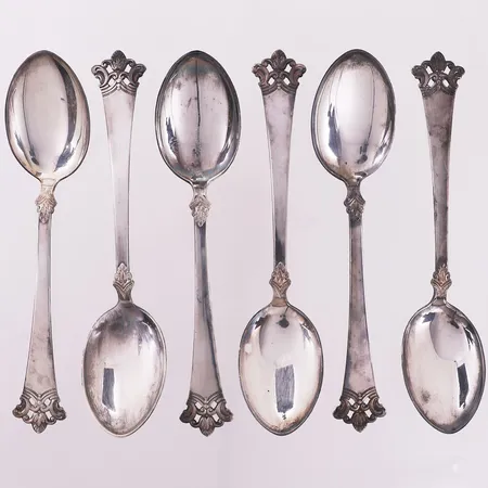 6 spiseskjer, Anitra, lengde 20cm, 830S Vekt: 243,2 g Kontakt Lånekontoret for frakt