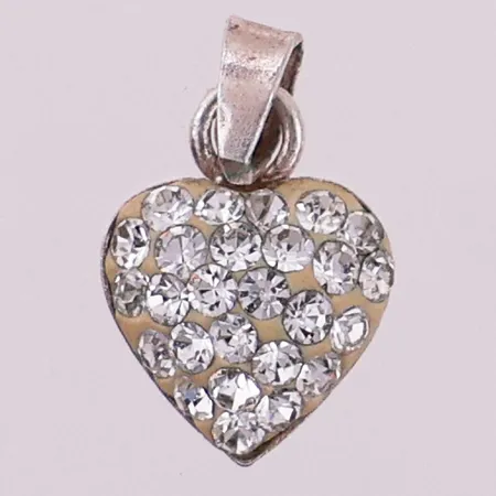 Anheng med blanke stener, hjerte, 7x10mm, 925S Vekt: 0,3 g Kontakt Lånekontoret for frakt