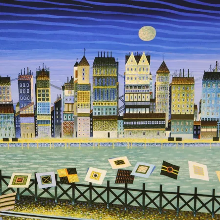 D.G.A. av Jan Baker, "Den gylne byen", 2/60, signert, datert 2024, motivformat 62 x 45cm, ingen ramme medfølger Kontakt Lånekontoret for frakt