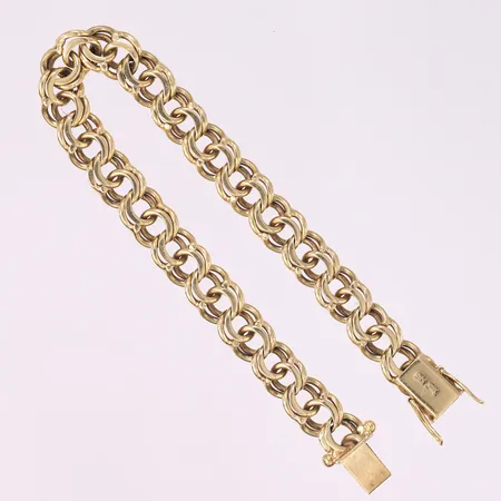 Armbånd Bismarck, lengde 21cm, bredde 8mm, 14K Vekt: 28 g Kontakt Lånekontoret for frakt