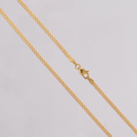 Kjede, lengde 40cm, bredde 2,1mm, 21K Vekt: 3,4 g Kontakt Lånekontoret for frakt