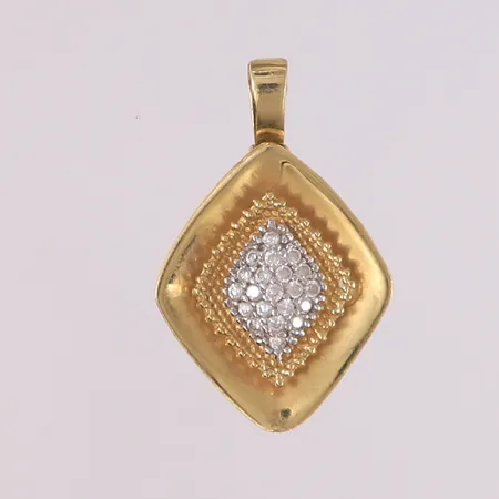 Anheng med blanke stener, to-farget, 28x18mm, 14K Vekt: 2,6 g Kontakt Lånekontoret for frakt
