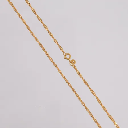 Kjede Singapore, lengde 40cm, bredde 2,2mm, 21K Vekt: 4,3 g Kontakt Lånekontoret for frakt