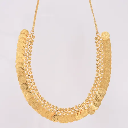 Halssmykke, lengde 41cm, bredde 2-17mm, 22K Vekt: 20,9 g Kontakt Lånekontoret for frakt