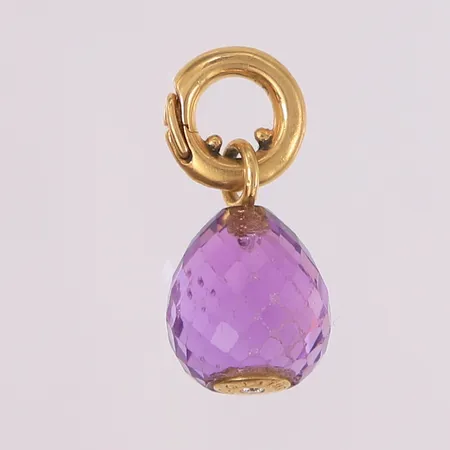 Anheng med diamant (1 x ca. 0,01ct), Ole Lynggaard, Sweet Drops Charm, 23x11mm, briolette-slipt ametyst, noe slitasje, 18K, bruttovekt 3,7g Vekt: 0 g Kontakt Lånekontoret for frakt