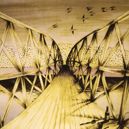 D.G.A. av Jan Baker, "Broen", 3/60, signert, datert 2024, motivformat 62 x 45cm, ingen ramme medfølger Kontakt Lånekontoret for frakt