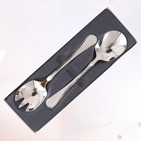 Salatsett i 2 deler, Hardangerbestikk Carina, børstet stål, fremstår som nytt Kontakt Lånekontoret for frakt