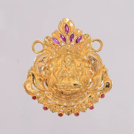 Anheng med lilla stener, 49x44mm, 22K Vekt: 7,9 g Kontakt Lånekontoret for frakt