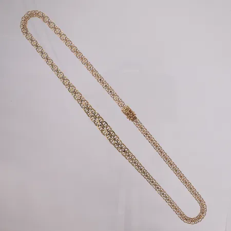 Kjede X med stav, lengde 49cm, bredde 5-9mm, 14K Vekt: 18,5 g Kontakt Lånekontoret for frakt