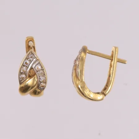 Ett par øredobber med blanke stener, 20x7mm, 14K Vekt: 3,5 g Kontakt Lånekontoret for frakt