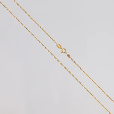 Kjede, lengde 51cm, bredde 1mm, 21K Vekt: 1,3 g Kontakt Lånekontoret for frakt