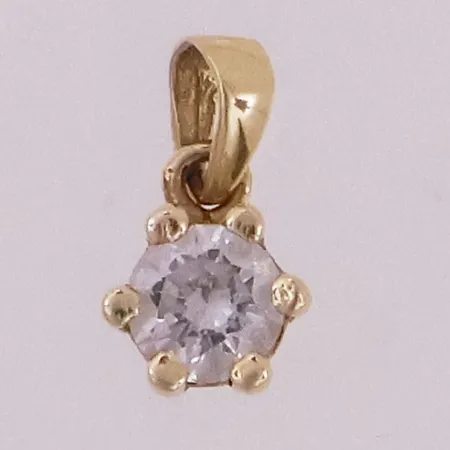 Anheng med klar sten, lengde 13,5mm, bredde 4,6mm, 14K Vekt: 1,5 g Kontakt Lånekontoret for frakt