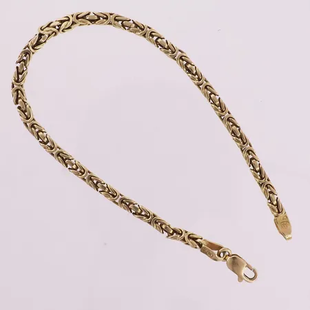 Armbånd, konge, lengde 22cm, bredde 3,6mm, 14K Vekt: 19,5 g Kontakt Lånekontoret for frakt