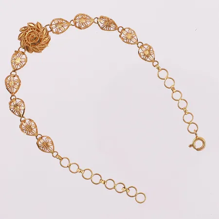 Armbånd, lengde 19cm, bredde 12mm, 21K Vekt: 4,9 g Kontakt Lånekontoret for frakt