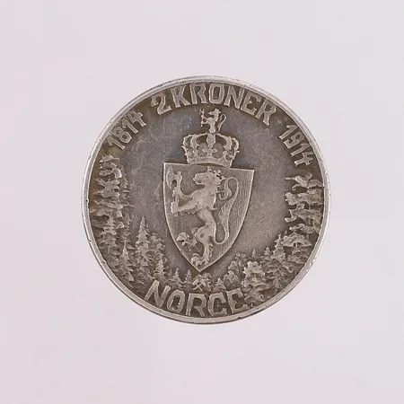 Sølvmynt, Mor Norge, 2kr, år 1914, 800S Vekt: 14,9 g Kontakt Lånekontoret for frakt