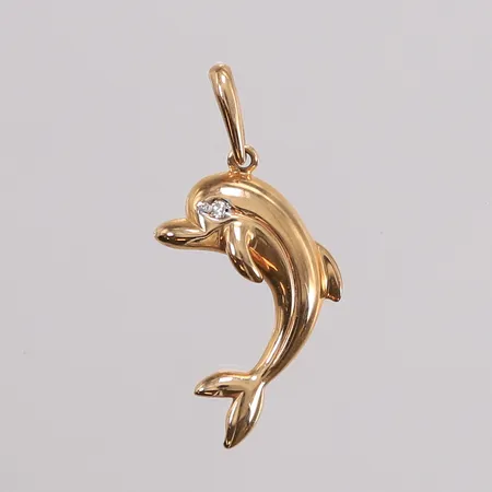 Anheng delfin, 27x14mm, 14K Vekt: 0,9 g Kontakt Lånekontoret for frakt