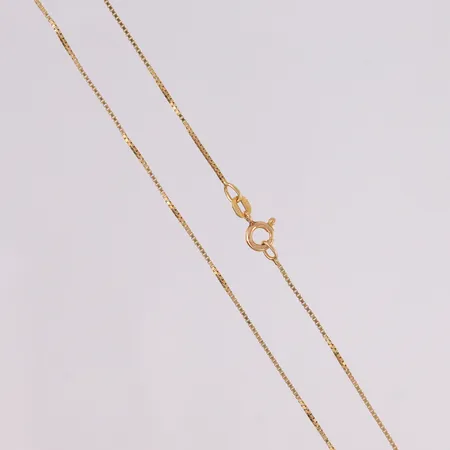 Kjede Veneziansk, lengde 36cm, bredde 0,8mm, 14K Vekt: 1,9 g Kontakt Lånekontoret for frakt