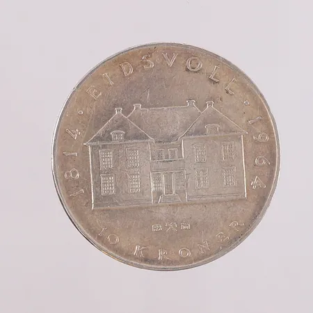 Sølvmynt, Eidsvoll år 1814-1964, 10kr, S 900/1000 Vekt: 19,8 g Kontakt Lånekontoret for frakt