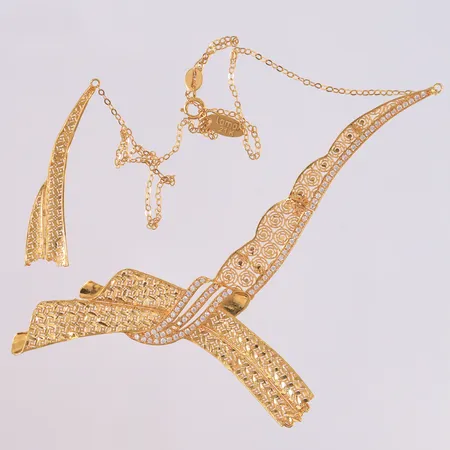 Skrotgull med blanke stener, 21K Vekt: 8,8 g Kontakt Lånekontoret for frakt