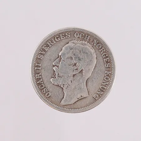 Sølvmynt, Kong Oscar II, 2kr, år 1904, 800S Vekt: 14,7 g Kontakt Lånekontoret for frakt