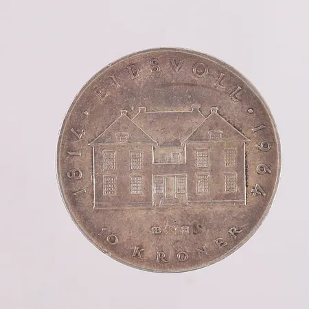 Sølvmynt, Eidsvoll år 1814-1964, 10kr, S 900/1000 Vekt: 19,9 g Kontakt Lånekontoret for frakt