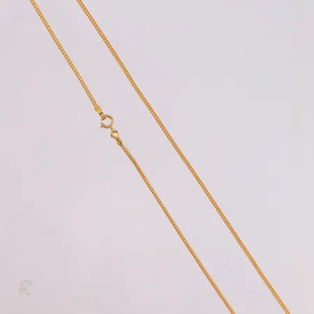 Kjede, lengde 41cm, bredde 1,2mm, 21K Vekt: 3,2 g Kontakt Lånekontoret for frakt