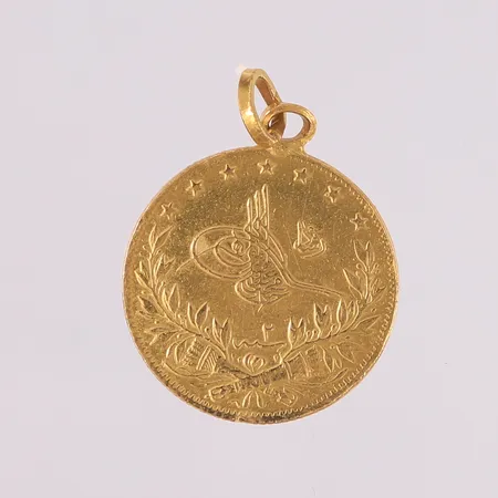 Anheng formet som mynt, ø23mm, 21K Vekt: 7,4 g Kontakt Lånekontoret for frakt