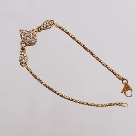 Armbånd med klare stener, 19 cm, bredde 2 mm, 14K. Vekt: 7,2 g Kontakt Lånekontoret for frakt