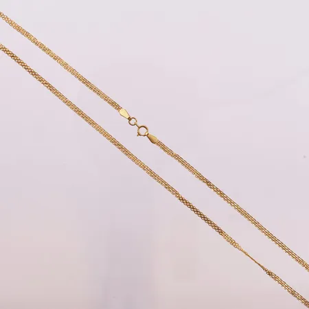 Halskjede, lengde 41,7 cm, bredde 2,1 mm, 21K Vekt: 2,7 g Kontakt Lånekontoret for frakt