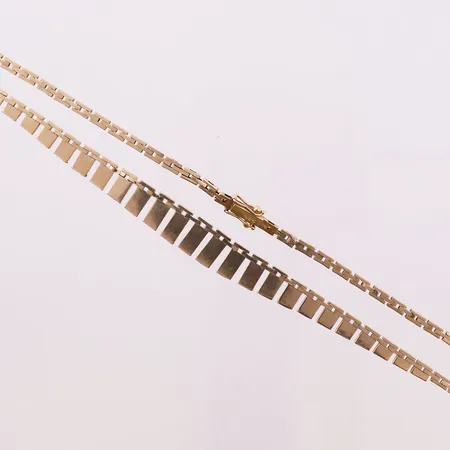 Halskjede, lengde 42,5 cm, bredde 9,3 - 2,7 mm, 14K Vekt: 16,8 g Kontakt Lånekontoret for frakt