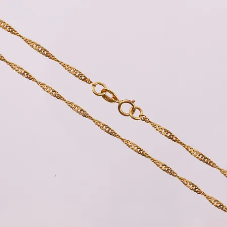 Halskjede, lengde 42 cm, bredde 2 mm, 21K Vekt: 3,9 g Kontakt Lånekontoret for frakt