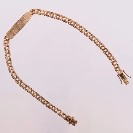 Armbånd med plate, bismarck, lengde 22,5cm, bredde 4,7 mm, 18K Vekt: 10,3 g Kontakt Lånekontoret for frakt