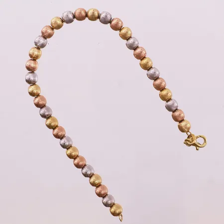 Armbånd, trefarget, lengde 18 cm, bredde 4,8 mm, 18K Vekt: 7,3 g