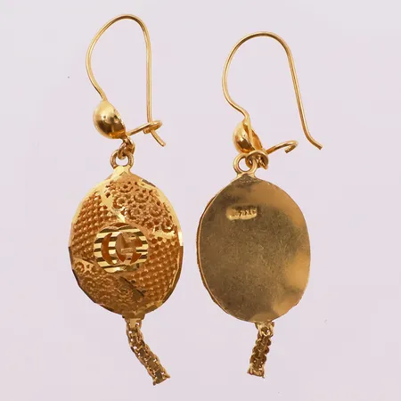 Ett par dobber, lengde 46 mm, bredde 14 mm, 21K Vekt: 3,5 g Kontakt Lånekontoret for frakt