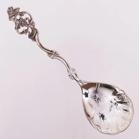 Kompottskje, oldemor, lengde 17 cm, bredde 46,2 mm, 830S Vekt: 39,8 g Kontakt Lånekontoret for frakt