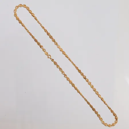 Kjede, lengde 40,5cm, bredde 4mm, 21K Vekt: 16,2 g Kontakt Lånekontoret for frakt