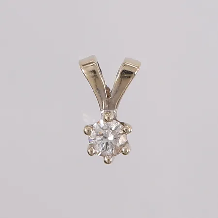 Anheng med briljantslipt diamant (1 x ca. 0,30ct), 11x7mm, hvitt gull, 14K, bruttovekt 0,9g Vekt: 0,9 g Kontakt Lånekontoret for frakt