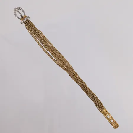 Armbånd med diamanter (21 x ca. 0,01ct), to-farget, lengde ca. 17cm, bredde 6,8- 12,4mm, 18K, bruttovekt 18,9g Vekt: 0 g Kontakt Lånekontoret for frakt