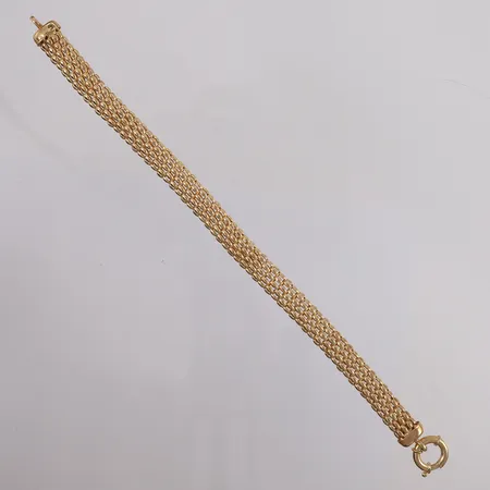 Armbånd hult, lengde 19,5cm, bredde 8mm, litt bulkete, 14K Vekt: 8,4 g Kontakt Lånekontoret for frakt