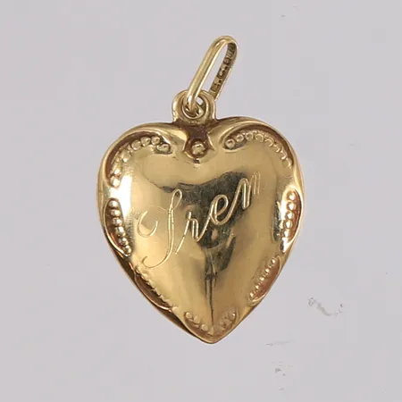 Anheng hjerte med navn "Iren", 20x13mm, 14K Vekt: 1 g Kontakt Lånekontoret for frakt