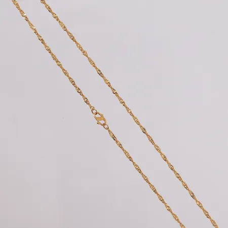 Kjede, lengde 40,5cm, bredde 0,5mm, 22K Vekt: 3 g Kontakt Lånekontoret for frakt