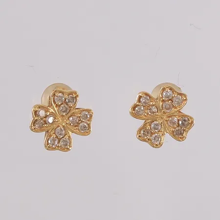 Ett par øredobber med diamanter (24 x ca. 0,01ct), 8x8mm, stoppere mangler, 18K, bruttovekt 1,2g Vekt: 0 g Kontakt Lånekontoret for frakt