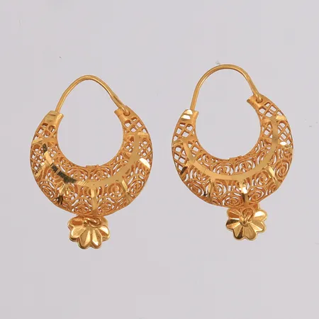 Ett par øredobber, 26x18mm, 21K Vekt: 3,1 g Kontakt Lånekontoret for frakt