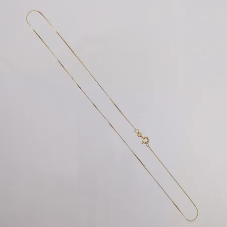 Kjede Veneziansk, lengde 36cm, bredde 0,6mm, 14K Vekt: 0,9 g Kontakt Lånekontoret for frakt