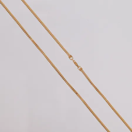 Kjede, lengde 46cm, bredde 2mm, 21K Vekt: 7,1 g Kontakt Lånekontoret for frakt