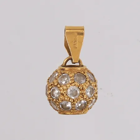 Anheng kule med blanke stener, ø10mm, 21K, bruttovekt 2,8g Vekt: 0 g Kontakt Lånekontoret for frakt